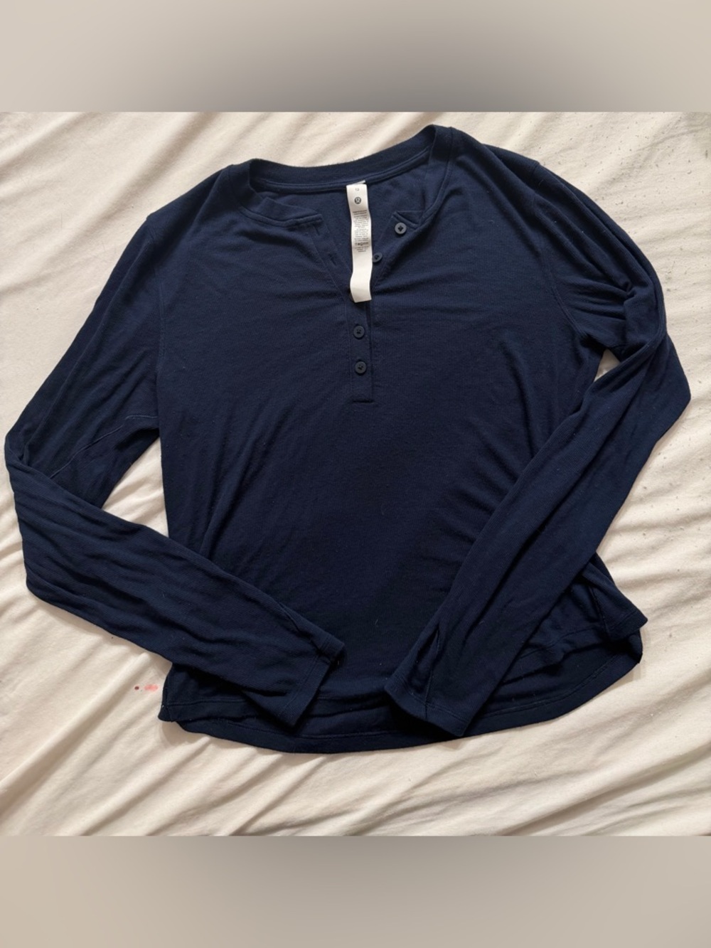 Lululemon Navy Long-Sleeve Hold Tight Henley top size 12